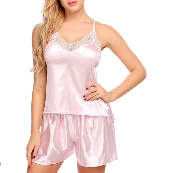Other - Pink satin and lace camisole and shorts Sleepwear